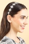 Born Flash_Silver Crystal Calendula Floral Crytsal Embellished Hairband _Online_at_Aza_Fashions