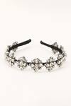 Shop_Born Flash_Silver Crystal Calendula Floral Crytsal Embellished Hairband _at_Aza_Fashions