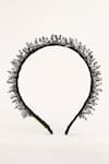 Shop_Born Flash_Silver Bead Carnation Crystal Embellished Hairband _at_Aza_Fashions