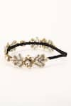 Shop_Born Flash_Gold Crystal Gillyflower And Bead Embellished Hairband _Online_at_Aza_Fashions