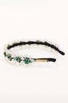 Buy_Born Flash_Green Crystal Gladiolus And Bead Embellished Hairband _Online_at_Aza_Fashions