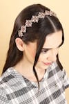 Buy_Born Flash_Rose Gold Crystal Mistletoe And Bead Embellished Hairband _at_Aza_Fashions