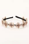 Shop_Born Flash_Rose Gold Crystal Mistletoe And Bead Embellished Hairband _at_Aza_Fashions