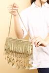 Buy_Born Flash_Gold Chain Tassel Glam Fringe Embellished Bag _Online_at_Aza_Fashions