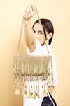 Shop_Born Flash_Gold Chain Tassel Glam Fringe Embellished Bag _Online_at_Aza_Fashions