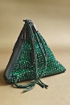 Buy_Plode_Green Swarovski Crystals Delhi Wristlet Studded Pyramid Bag _at_Aza_Fashions