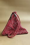 Buy_Plode_Red Swarovski Crystals Delhi Wristlet Studded Pyramid Bag _at_Aza_Fashions