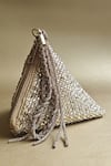 Buy_Plode_Gold Swarovski Crystals Delhi Wristlet Embellished Pyramid Bag _at_Aza_Fashions