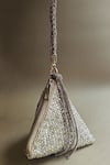 Plode_Gold Swarovski Crystals Delhi Wristlet Embellished Pyramid Bag _Online_at_Aza_Fashions