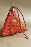 Buy_Plode_Orange Swarovski Crystals Delhi Embellished Pyramid Bag _at_Aza_Fashions