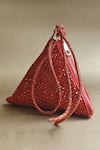 Plode_Orange Swarovski Crystals Delhi Embellished Pyramid Bag _Online_at_Aza_Fashions