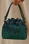 Shop_Plode_Green Swarovski Crystals Embellished Micro Bucket Bag _at_Aza_Fashions