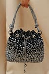 Buy_Plode_Black Swarovski Crystals Encrusted Micro Bucket Bag _at_Aza_Fashions