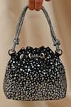 Shop_Plode_Black Swarovski Crystals Encrusted Micro Bucket Bag _at_Aza_Fashions