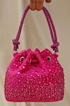 Shop_Plode_Pink Swarovski Crystals Embroidered Micro Bucket Bag _at_Aza_Fashions