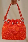 Shop_Plode_Orange Swarovski Crystals Blingy Micro Bucket Bag _at_Aza_Fashions