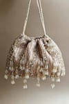 Plode_Gold Glass Bead Tassel Embellished Potli Bag _Online_at_Aza_Fashions