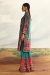 Rajdeep Ranawat_Blue Silk Printed Geometric Gharara _Online_at_Aza_Fashions