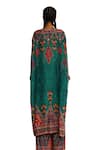 Buy_Rajdeep Ranawat_Green Silk Printed Geometric V Neck Banno Long Kurta 