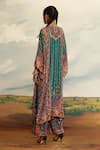 Shop_Rajdeep Ranawat_Green Silk Printed Geometric Mandarin Collar Gayatri Long Kurta _at_Aza_Fashions