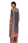 Rajdeep Ranawat_Grey Silk Printed Geometric Band Collar Gayatri Long Kurta _at_Aza_Fashions