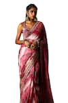 Rajdeep Ranawat_Pink Kota Silk Print Boho Tribe Saavi And Embellished Saree With Blouse _Online_at_Aza_Fashions