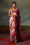 Buy_Rajdeep Ranawat_Pink Kota Silk Print Boho Tribe Saavi And Embellished Saree With Blouse _Online_at_Aza_Fashions