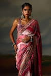 Shop_Rajdeep Ranawat_Pink Kota Silk Print Boho Tribe Saavi And Embellished Saree With Blouse _Online_at_Aza_Fashions