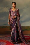 Buy_Rajdeep Ranawat_Grey Kota Silk Print Folklore Bloom Saavi And Embellished Saree With Blouse _at_Aza_Fashions