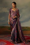 Buy_Rajdeep Ranawat_Grey Kota Silk Print Folklore Bloom Saavi And Embellished Saree With Blouse _Online_at_Aza_Fashions