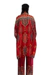 Rajdeep Ranawat_Red Silk Print Tribal Art Collar Neck Kamara And Embroidered Tunic _at_Aza_Fashions