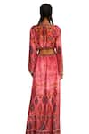 Rajdeep Ranawat_Pink Silk Print Primitive Bloom Plunging V Shaya And Embroidered Maxi Dress _at_Aza_Fashions