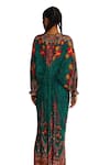 Rajdeep Ranawat_Green Silk Print Maya Bloom V Neck Rasika And Embroidered Kaftan _at_Aza_Fashions