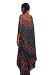 Rajdeep Ranawat_Grey Silk Print Saharan Bloom Boat Neck Kamini And Embroidered Tunic With Skirt _at_Aza_Fashions