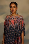 Buy_Rajdeep Ranawat_Grey Silk Print Saharan Bloom Boat Neck Kamini And Embroidered Tunic With Skirt 