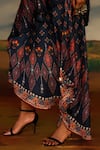 Shop_Rajdeep Ranawat_Grey Silk Print Saharan Bloom Boat Neck Kamini And Embroidered Tunic With Skirt 