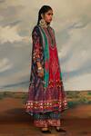 Buy_Rajdeep Ranawat_Multi Color Silk Band Collar Front Panel Anarkali _Online_at_Aza_Fashions