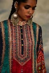 Rajdeep Ranawat_Multi Color Silk Band Collar Front Panel Anarkali _at_Aza_Fashions