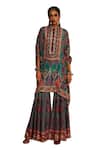 Rajdeep Ranawat_Green Silk Embroidered Mirror Band Collar Placket Tunic _Online_at_Aza_Fashions