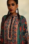 Buy_Rajdeep Ranawat_Green Silk Embroidered Mirror Band Collar Placket Tunic 