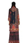 Buy_Rajdeep Ranawat_Grey Silk Printed Floral Geometric Band Collar Radha Straight Kurta 