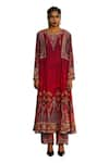 Rajdeep Ranawat_Red Silk Round Amelia Panelled Flared Tunic _Online_at_Aza_Fashions