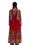 Rajdeep Ranawat_Red Silk Round Amelia Panelled Flared Tunic _at_Aza_Fashions