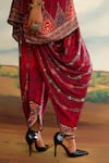 Rajdeep Ranawat_Red Modal Satin Printed Afghani Dhoti Pant _Online_at_Aza_Fashions