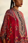 Rajdeep Ranawat_Red Modal Satin Printed Afghani Dhoti Pant _at_Aza_Fashions