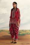 Buy_Rajdeep Ranawat_Red Silk Band Collar Chanel Short Tunic _at_Aza_Fashions