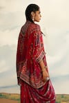 Buy_Rajdeep Ranawat_Red Silk Band Collar Chanel Short Tunic 