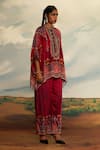 Rajdeep Ranawat_Red Modal Satin Printed Chevron Permaz Border Palazzo _Online_at_Aza_Fashions