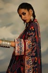 Buy_Rajdeep Ranawat_Grey Silk Printed Diamond Band Collar Chanel Tunic 