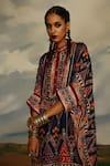 Shop_Rajdeep Ranawat_Grey Silk Printed Diamond Band Collar Chanel Tunic 